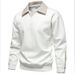 Men's Stylish Autumn Polo Shirt With Layered Collar Design, Long Sleeve Casual Pullover, Trendy Two-Tone Contrast_viptrois.com