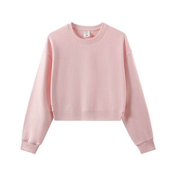 Women's Cropped Hooded Zipper Sweatshirt, Casual Loose Fit, Solid Color, Trendy Autumn/Winter Jacket_viptrois.com