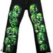 Men's Clothing dark Gothic style skull full print jeans men's high street hip hop straight wide leg pants_viptrois.com