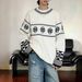 Pure American Retro Color-Block Jacquard Knit Unisex Cleanfit Couple Sweater Lazy Style Coat Trendy_viptrois.com