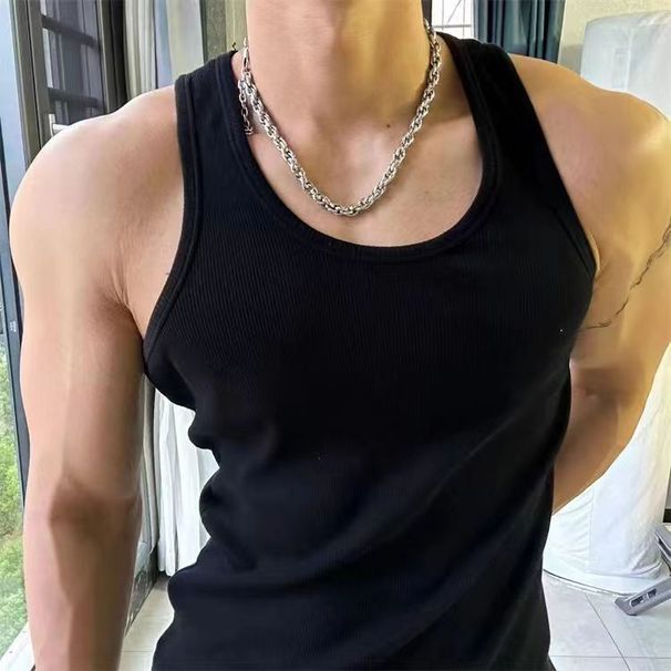 Men's Clothing Shaped Vest For Summer Men's Sports Fitness Thick Thread Men's Sleeveless Training Elastic Slim Sweat_viptrois.com