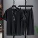 Men's Clothing Ice Silk Short Sleeve 7-Pants Set Breathable, Moisture-Wicking, Loose Fit Casual Sport Outfit (Black/White/Gray, Plus Size Available)_viptrois.com