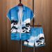 Men's Clothing Floral Beach Short Sleeve Casual Loose Shirt Shorts Suit_viptrois.com