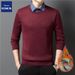 Romon Autumn Winter Two-Piece Shirt Collar Fleece Lined Thickened Top Inner Wear Trendy Knitted Sweater Men's_viptrois.com