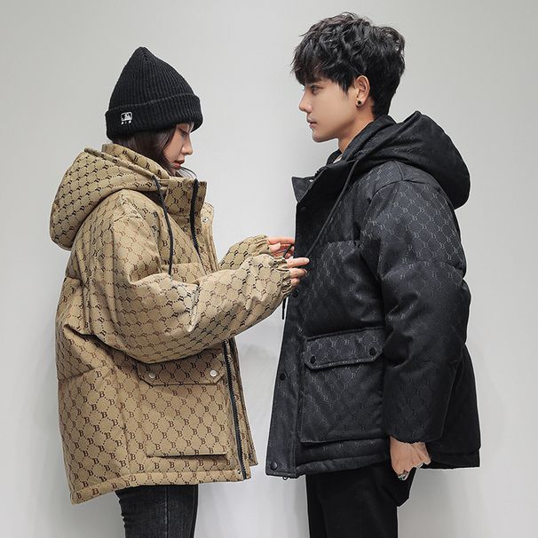 Men's Clothing Winter New Short Thickened Jacket Men's Fashion Brand Trendy Wide Lapel Hong Kong Style Old Flower Down Jacket Unisex_viptrois.com