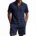 Men's Clothing Casual Loose Heavy Corduroy Short Sleeved Shirt American Summer Workwear Style_viptrois.com