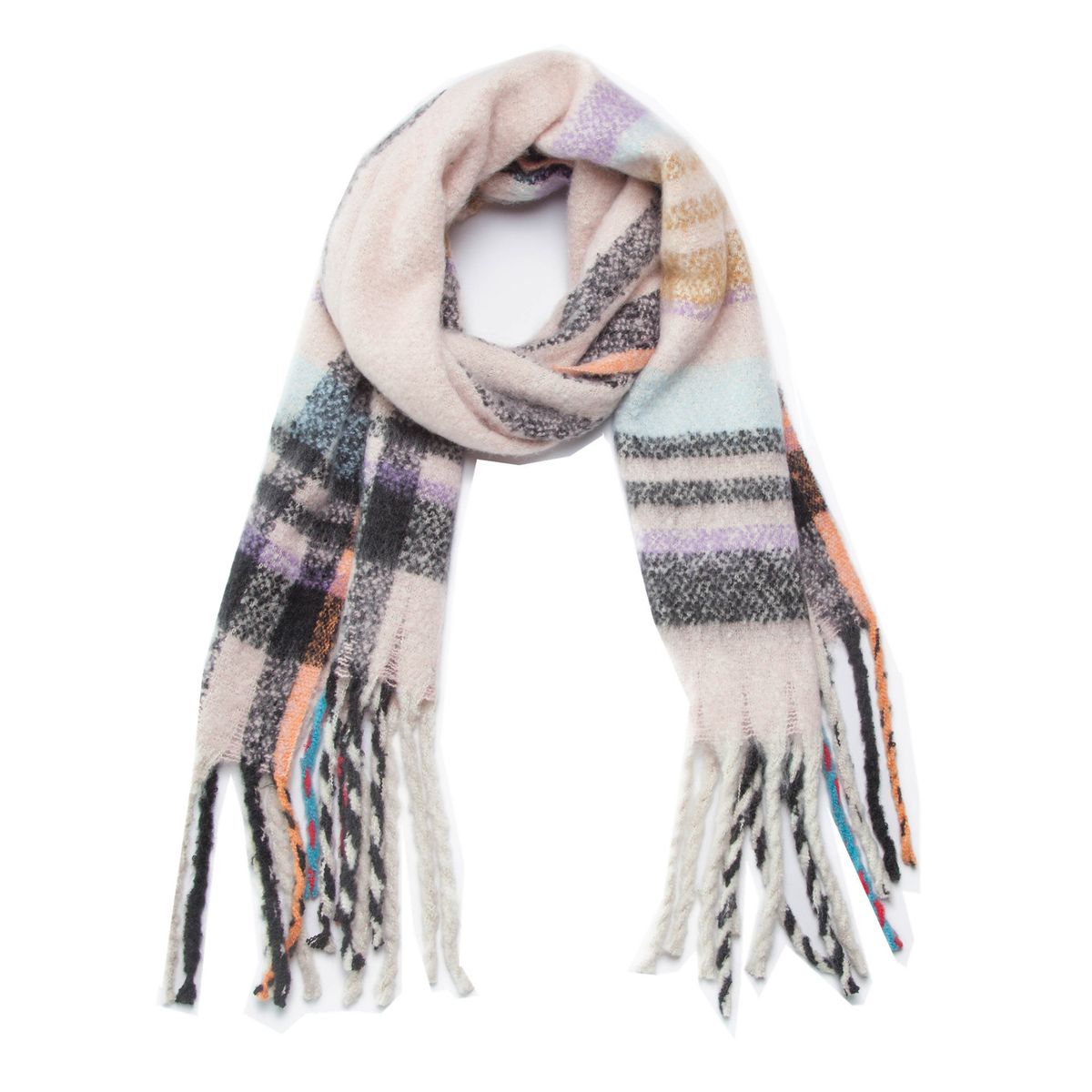 Unisex Shawl scarf with coarse fringed plaid_viptrois.com