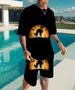 Men's Clothing 3D Printing Simple Halloween Printing Creative Casual Loose T-shirt Shorts Men's Suit_viptrois.com
