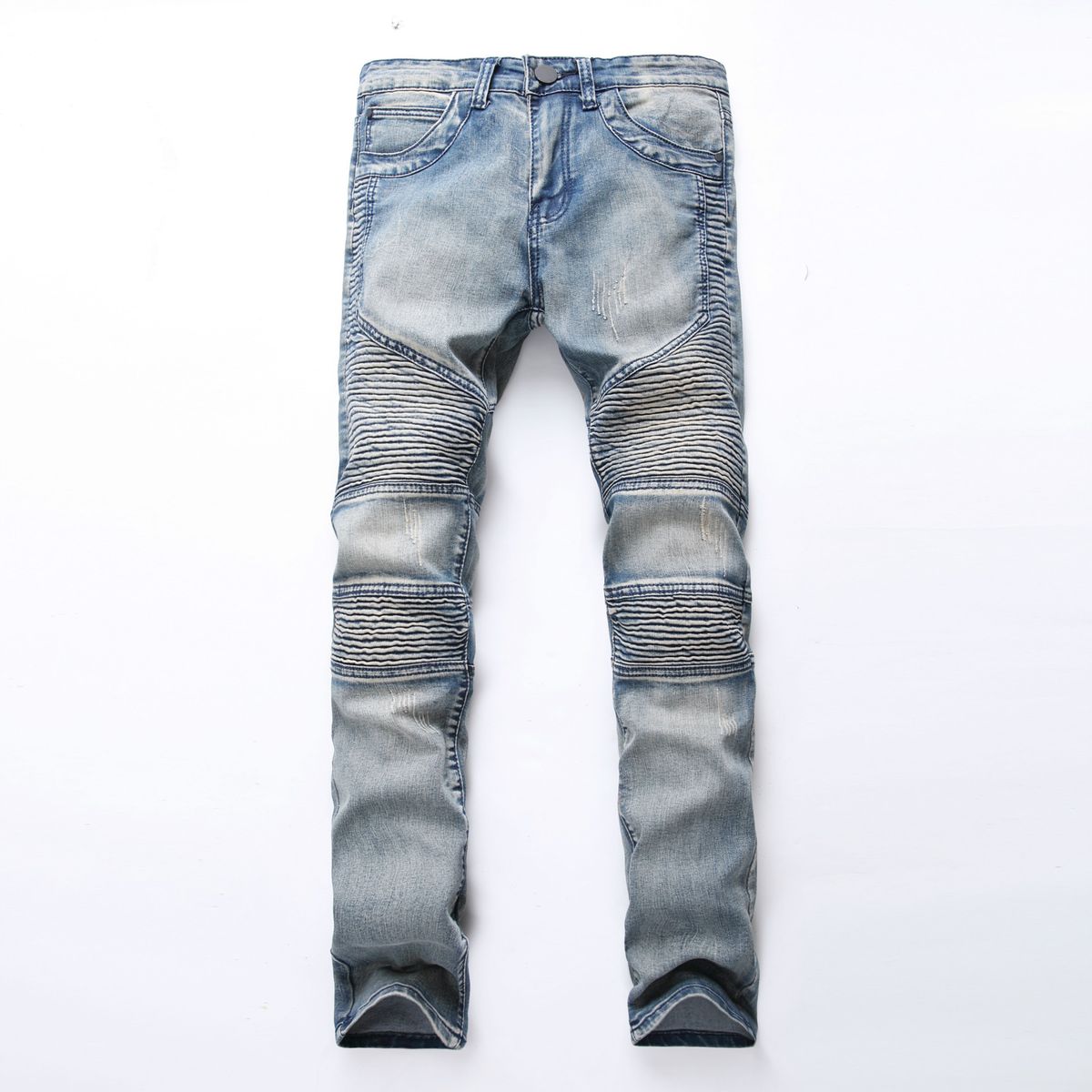 Loom Cross-Border Foreign Trade Jeans Personality Trendy European And American Wrinkled Slim Fit Stretch Men's Fashion_viptrois.com