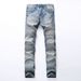 Loom Cross-Border Foreign Trade Jeans Personality Trendy European And American Wrinkled Slim Fit Stretch Men's Fashion_viptrois.com
