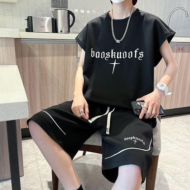 Men's Clothing Men's Sleeveless Jumper & Shorts Set - Preppy Style Casual Summer Athletic Outfit TZ5243_viptrois.com