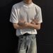 Men's Clothing Texture Jacquard Round Neck Short Sleeved T Shirt Trendy Loose Couple Half Sleeved Tops_viptrois.com