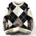 Men's Clothing Diamond Check Crewneck Sweater Men's Fall/Winter Thickened Sweater Men's Loose Casual Sweater_viptrois.com