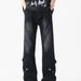 Men's Black Flared Cargo Jeans, Straight Leg, Loose Fit, American High Street Style, Vibe Brand, Trendy And Cool Patchwork Design._viptrois.com