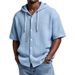 Men's Waffle Knit Hooded Short Sleeve T-Shirt - Casual Loungewear, Streetwear Essential, Soft Breathable Fabric, Relaxed Fit For Spring Summer Autumn_viptrois.com