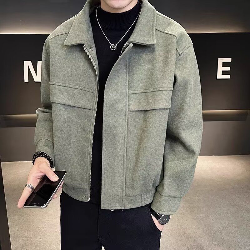 Pishi Short Trendy Brand Casual Versatile High-end Men's Woolen Jacket Top Men Autumn Winter_viptrois.com