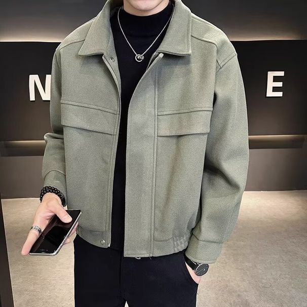 Pishi Short Trendy Brand Casual Versatile High-end Men's Woolen Jacket Top Men Autumn Winter_viptrois.com