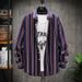 Men's Korean Style Striped Long Sleeve Shirt – Casual Cotton Shirt With Trendy Patterns (Black/White/Navy, M-5XL)_viptrois.com