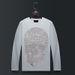 Men's Clothing Trendy Long Sleeved Men's T Shirt Spring And Autumn Round Neck Inner Bottoming Shirt Men's Clothing Modal Hot Diamond Skull_viptrois.com