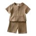 Toddler Boys Clothing Summer Simple Chinese Style Cotton And Linen Thin Breathable Suit Boys And Girls Short Sleeve Shorts Two Piece Set Loose_viptrois.com