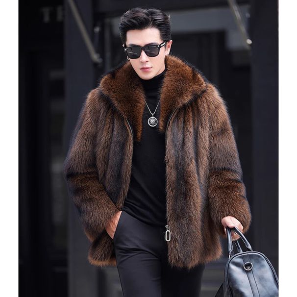 Men's Clothing Men's Fur Coat Mink Fur New Coat European And American Fisherman Stand Collar Short Jacket Winter Casual Warm_viptrois.com