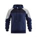 Men's Oversized Color-Block Hooded Sweatshirt – Polyester Pullover With Kangaroo Pocket (Khaki, Grey, Black, Navy) – Fall Streetwear Essential_viptrois.com