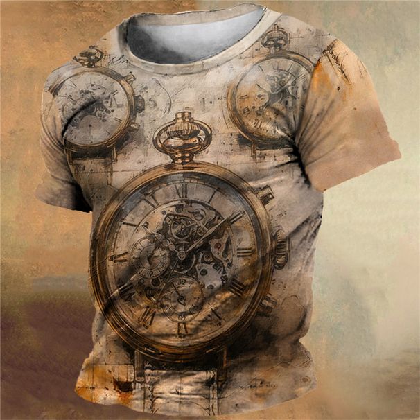 Nautical Pattern T-Shirt For Men Vintage Compass 3D Printed Tees Summer Casual Round Neck Tops Short Sleeve Loose Tee Shirts_viptrois.com