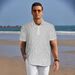 Men's Clothing Men's Summer Transparent Henry Shirt Printed Polo Shirt Party Nightclub Lapel Short Sleeve_viptrois.com