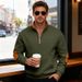 Men's Fleece-Lined Patchwork Zipper Hoodie - Stand Collar, Loose Fit, Winter Casual Pullover (Navy, Black, Army Green, Light Gray, Dark Gray, Camel)_viptrois.com