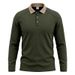 Classic Men's Long Sleeve Polo Shirt With Contrast Collar, Breathable & Wrinkle-Resistant For Business Casual & Everyday Wear_viptrois.com