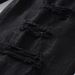 Men's Stretch Skinny Jeans Ripped Distressed Patchwork Embroidery Print Black Denim Pants High Street Fashion_viptrois.com