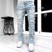 Loom WIS Creative Denim Trend Patch Tassel Men's Stretch European And American Straight Pants New H Fashion Ins_viptrois.com