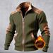 INS2025 Autumn Winter European And American Cross-Border New Men's Color Block Textured Fleece-Lined Zipper Casual_viptrois.com