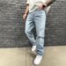 Men's Clothing Men's Simple Loose Straight Jeans Wide Leg Ripped Handsome Denim Straight Pants_viptrois.com