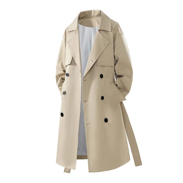 Inspired Mid-Length Trench Coat For Men – Stylish, Lightweight & Comfortable Streetwear Fashion With Belt & Double Breasted Design_viptrois.com