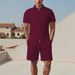 Men's Clothing Lapel Jacquard Fabric Thin Short Sleeved Casual Sports Shirt Suit_viptrois.com