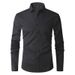 Men's Clothing Men's Slim Fit Long Sleeve Dress Shirt - Formal & Casual Solid Color Wedding Office Business Shirt - Breathable Polyester Blend_viptrois.com