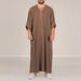 Men's Clothing Muslim Mid Sleeve Embroidery National Style Robe Side Pockets_viptrois.com