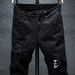 Men's Black new ripped patch jeans for men slim fit elastic small feet youth skull print fashion beggar pants_viptrois.com