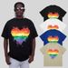 Men's Clothing High Street Short Sleeved Men's Niche Design Couple Rainbow Love Print T Shirt Summer Ins Retro Five Point Sleeves_viptrois.com