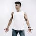 Summer New Men's Sports, Leisure, Running, Fitness Training Solid Color Elastic Quick Drying Round Hem Sleeveless Tank_viptrois.com