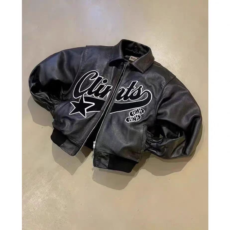 Men's Clothing Vintage Jacket American Streetwear Trend PU Leather Jacket Black Thick Loose Zipper Jacket Men_viptrois.com