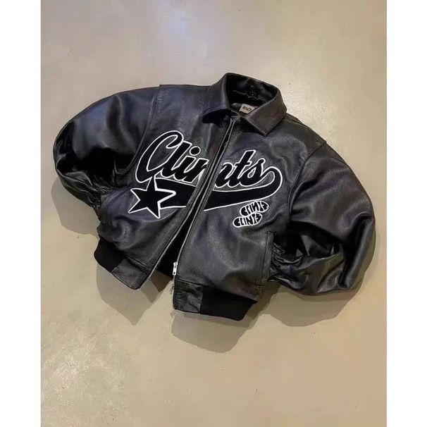 Men's Clothing Vintage Jacket American Streetwear Trend PU Leather Jacket Black Thick Loose Zipper Jacket Men_viptrois.com