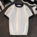 Men's Clothing New Slim Fit Inner T Shirt Men's Handsome Net Red Thin Short Sleeved Knitted Bottoming Shirt Round Neck Color Matching_viptrois.com