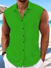 Men's Sleeveless Solid Color Shirt European American Style Collared Beach Cardigan Casual Moisture Wicking Sweat Absorbing Light Short-Sleeved Thin_viptrois.com