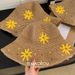 Korean Style ~ Knock Out Piece Embroidery Yellow Daisy Straw Fisherman Hat Female Summer Seaside Sun Protection Straw Hat Folding_viptrois.com