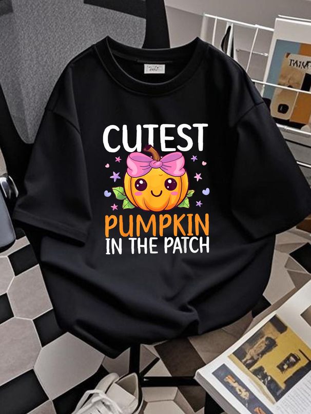 Cutest Pumpkin In The Patch Halloween Costume Toddlers Girls T-Shirt Unisex T-Shirt For Women Casual Soft Slightly Female Versatile Casual Women Top Graphic Tees Stretched Top For Everyday Wear Fashion Designer Clothes Streetwear Stylish Comfortable_viptrois.com