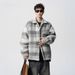 Xiaoxiangfeng Woolen Plaid Coat Men's Spring And Autumn Collar Single Breasted Coat Retro Couple Jacket_viptrois.com