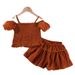 Mother Kids Suspender Top Shorts 2 Piece Suit Casual Girl Suit_viptrois.com