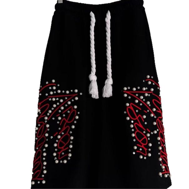 Men's Clothing Cropped Trousers High Street Heavy Craft Embroidery Beading Loose Casual Trousers Ins Men_viptrois.com